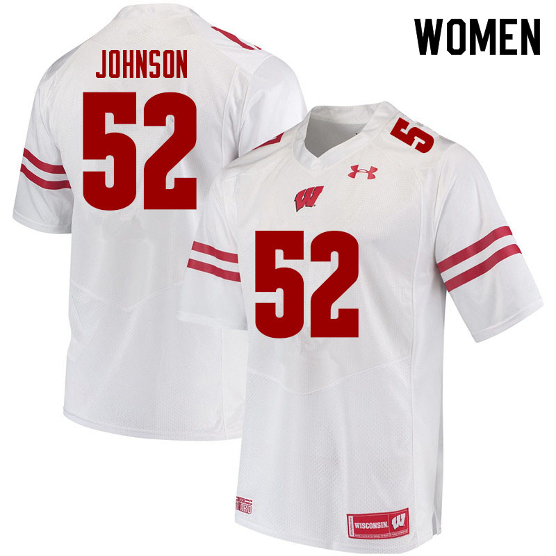 Wisconsin Badgers Women's #52 Kaden Johnson NCAA Under Armour Authentic White College Stitched Football Jersey XM40S33CI